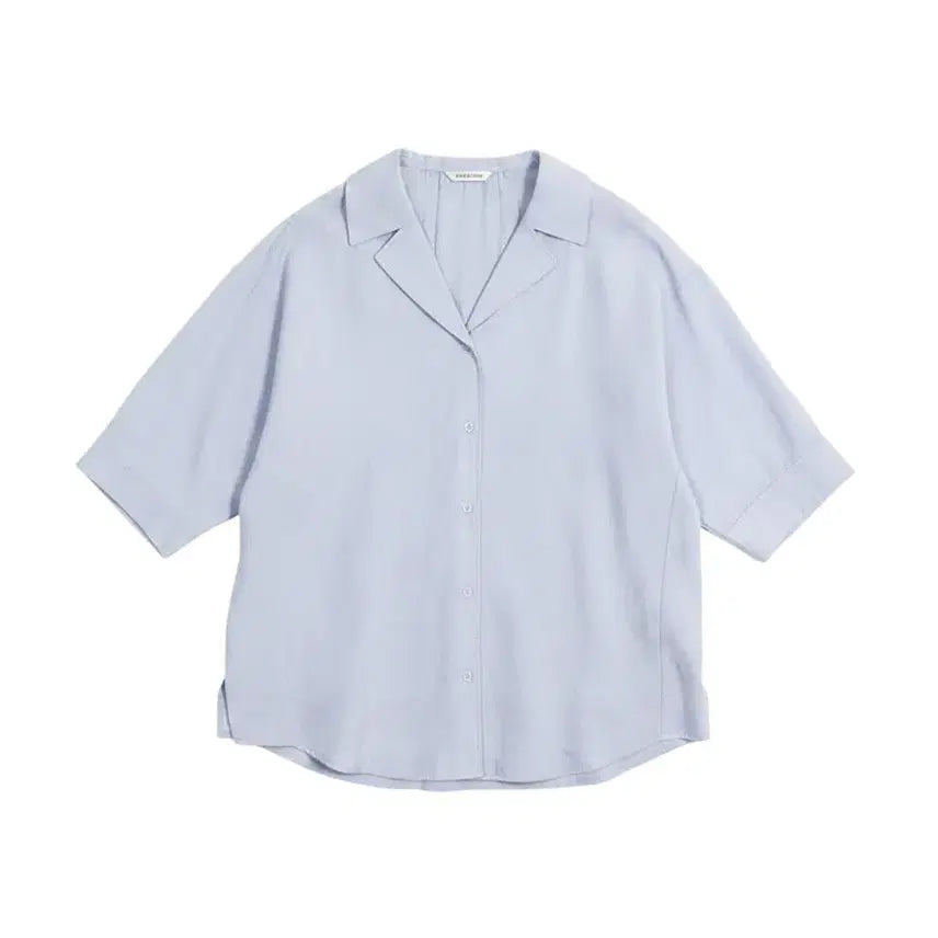 [BUNJANG] She's Mine Open Collar Blue Blouse / 여성66/ 쉬즈미스 연블루 오픈카라 세련된 블라우스 35-131