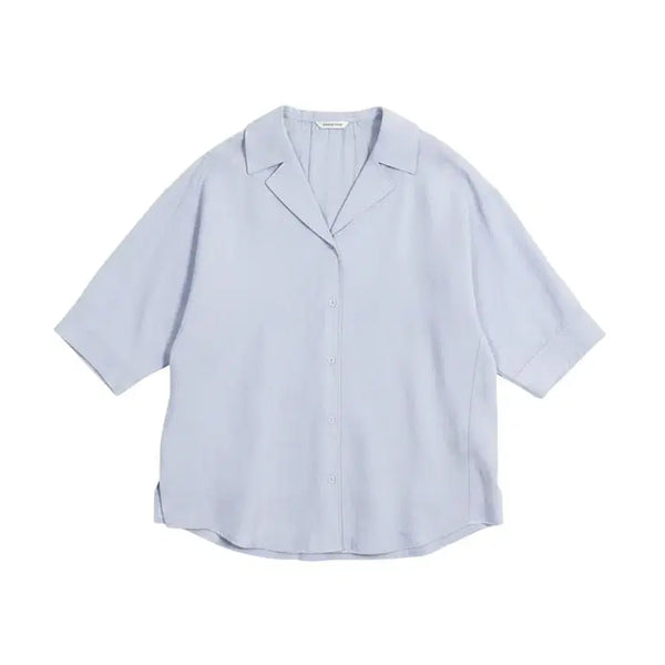 [BUNJANG] She's Mine Open Collar Blue Blouse / 여성66/ 쉬즈미스 연블루 오픈카라 세련된 블라우스 35-131