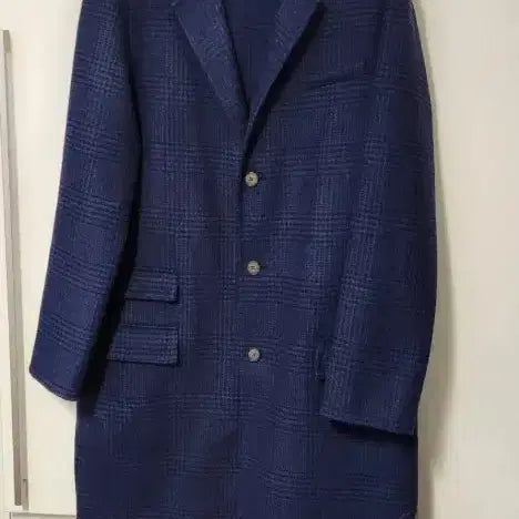 [BUNJANG] Polo Ralph Lauren Navy Check Wool Coat M (95-100) / 폴로 랄프로렌 네이비 체크 울코트 M  (95-100)