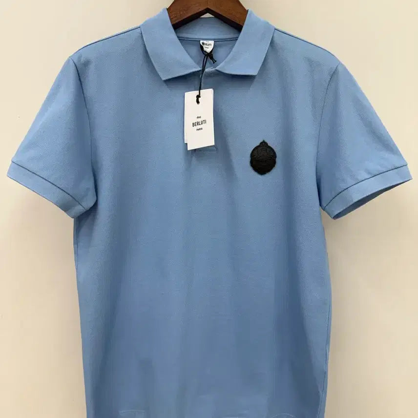[BUNJANG] Berluti Leather Patch Short Sleeve Polo Shirt / 벨루티 가죽패치 반팔 피케셔츠