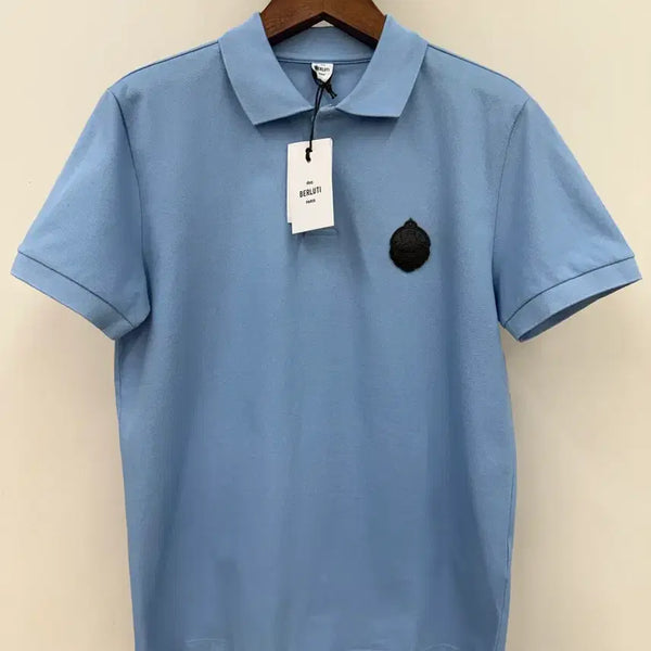 [BUNJANG] Berluti Leather Patch Short Sleeve Polo Shirt / 벨루티 가죽패치 반팔 피케셔츠