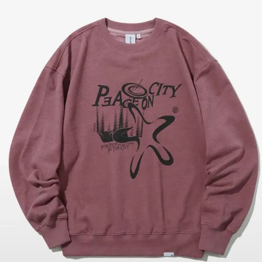 [BUNJANG] Urbanstype Peace on City Pigment Sweatshirt (Pink/L) / 어반디타입 피스 온 시티 피그먼트 스웻셔츠 (핑크/L)