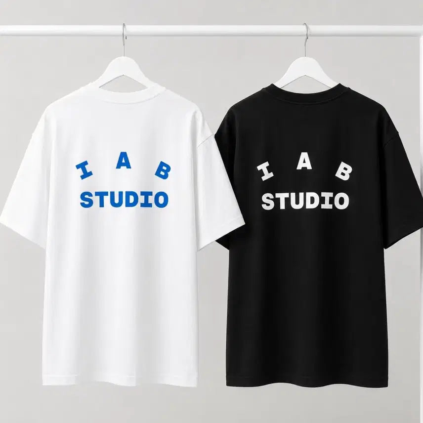[BUNJANG] IAB Studio Oversized Short Sleeve T-Shirt White/Black / 아이앱 스튜디오 반팔 티셔츠 흰/검 오버핏 m ~2xl (오버핏)