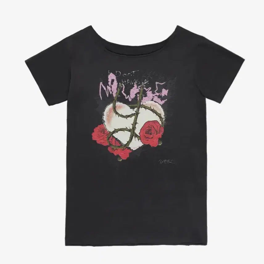 [BUNJANG] YEEL Rose Graphic Boatneck Top Charcoal / yeel 와이이이엘 ROSE GRAPHIC BOATNECK TOP CHA