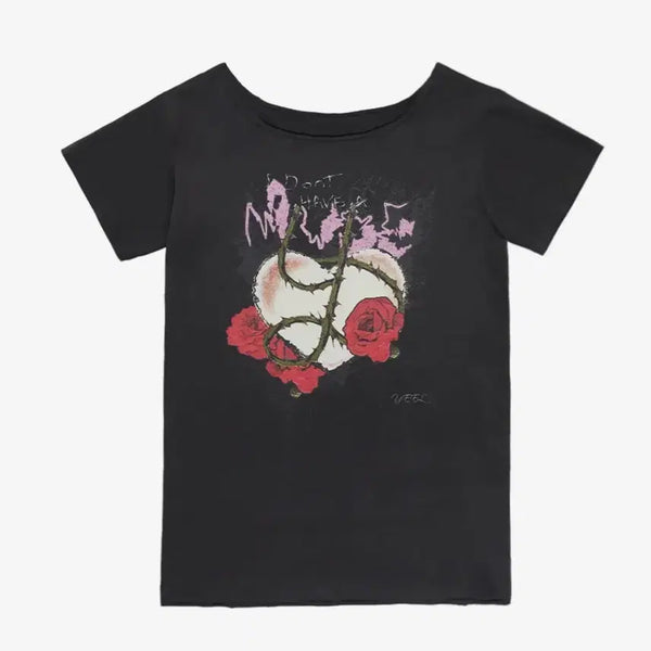 [BUNJANG] YEEL Rose Graphic Boatneck Top Charcoal / yeel 와이이이엘 ROSE GRAPHIC BOATNECK TOP CHA