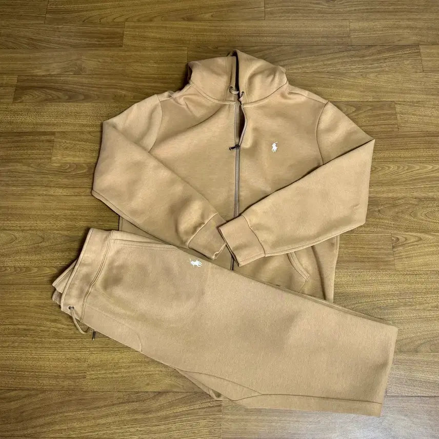 [BUNJANG] Polo Ralph Lauren Double Knit Full Zip Hoodie Jogger Pants Khaki M / 폴로 더블니트 풀지퍼 후디 조거팬츠 카키 M