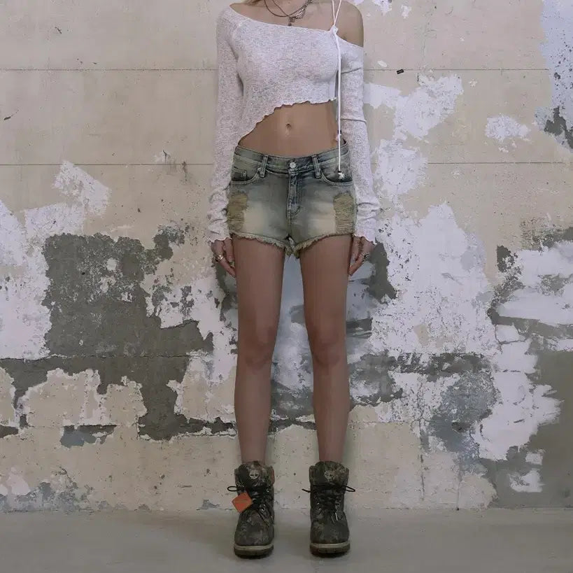 [BUNJANG] Bohemian Seoul Damage Washing Denim Shorts / 보헤미안서울 보헴서 damage washing shorts 데미지 워싱