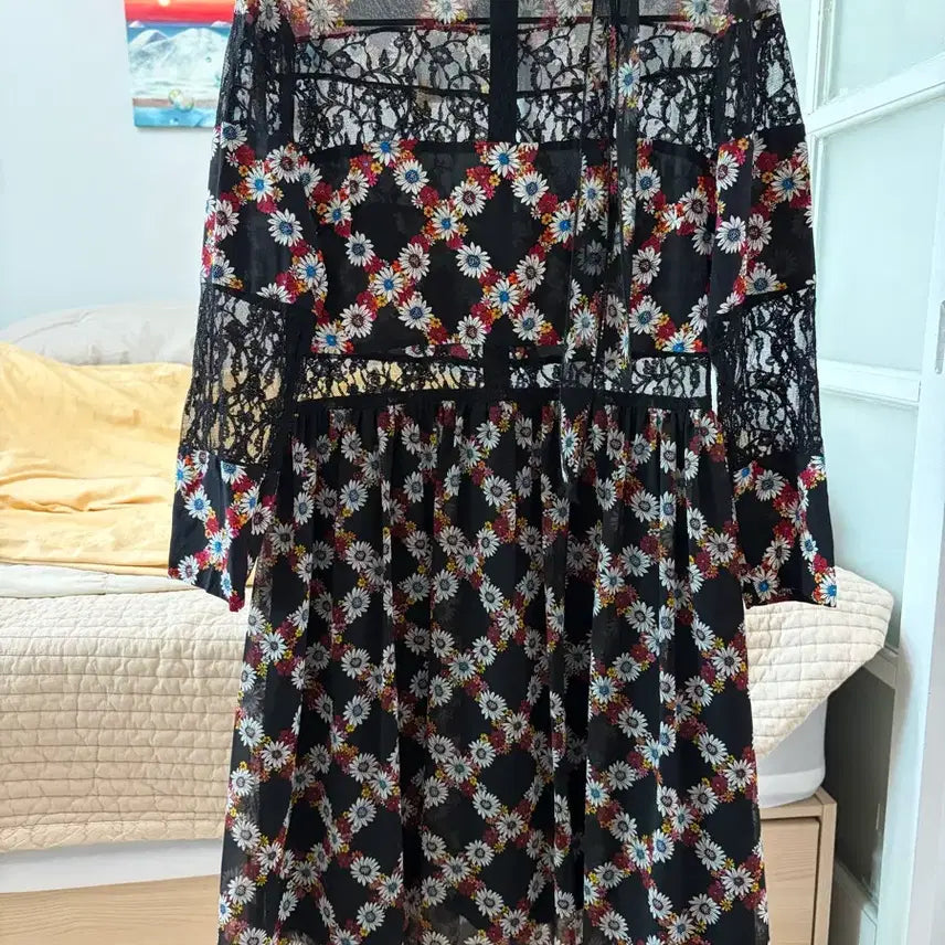 [BUNJANG] Sandro Silk Lace Flower Pattern Dress / 산드로 원피스