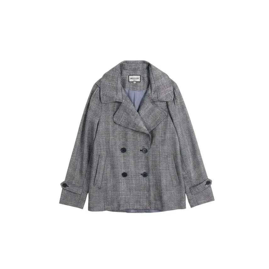[BUNJANG] PAUL & JOE Women's Checked Double Breasted Blazer / 여성88/ 폴앤조 체크 패턴 더블 자켓 BK