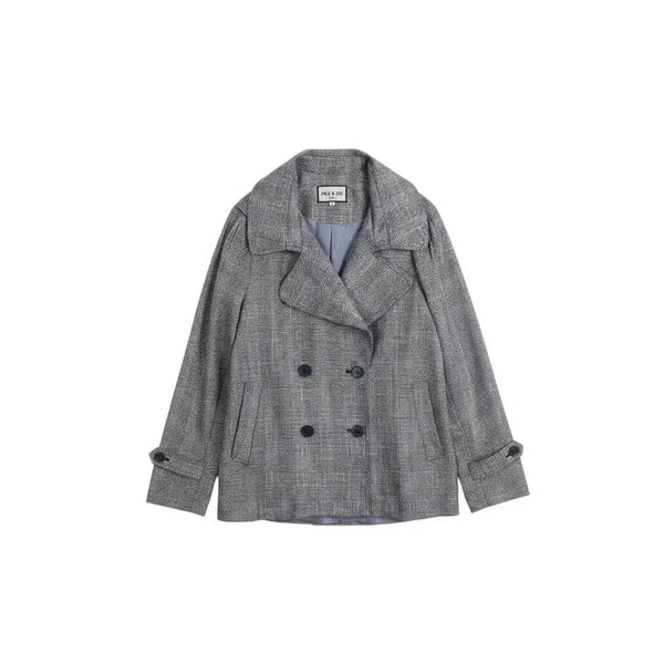 [BUNJANG] PAUL & JOE Women's Checked Double Breasted Blazer / 여성88/ 폴앤조 체크 패턴 더블 자켓 BK