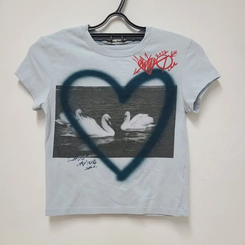 [BUNJANG] TheOpen Product Cropped T-shirt Light Blue Cotton / 더오픈프로덕트 크롭티 44-55