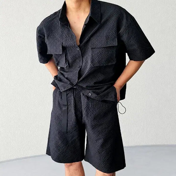 [BUNJANG] Men's Cooling Seersucker Belted Set / 남자 냉감 시어서커 벨티드 셋업
