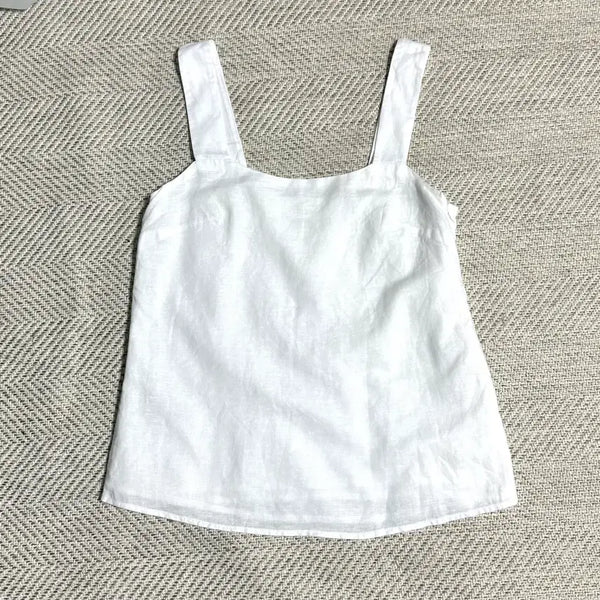 [BUNJANG] J.Crew White Linen Blend Sleeveless Tank Top XS-S / 제이크루 흰색 린넨/코튼 끈나시 XS-S