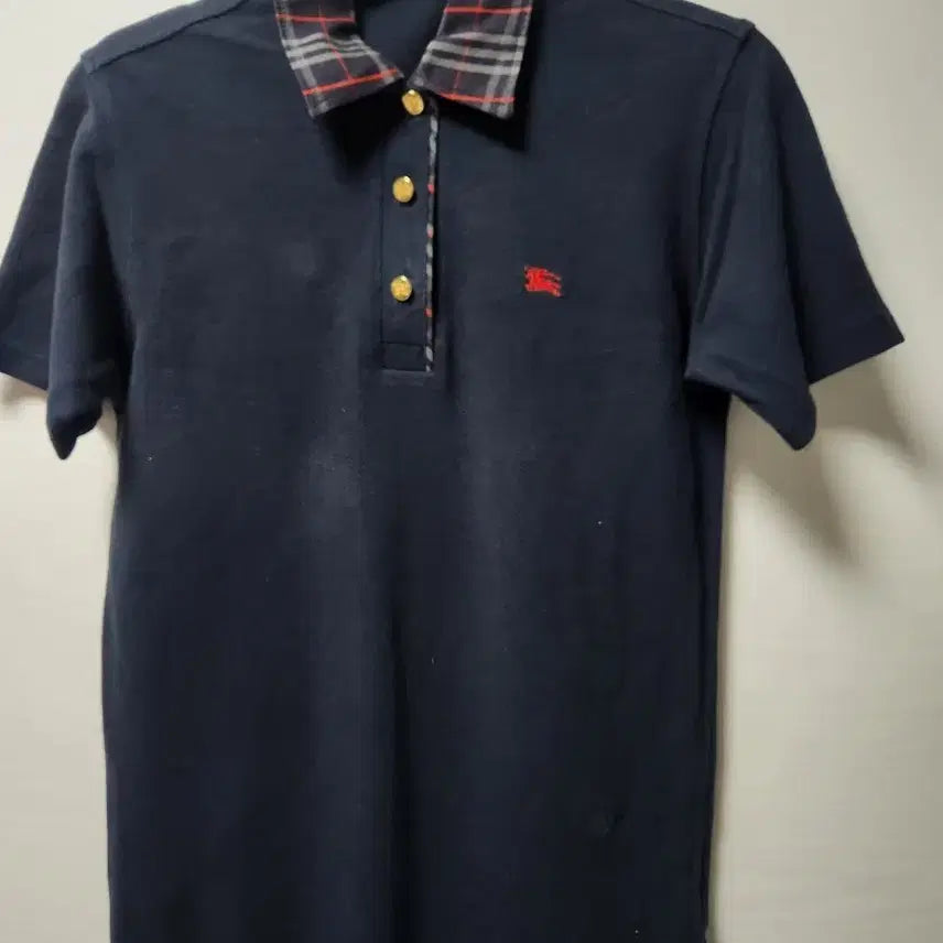 [BUNJANG] Burberry Check Collar Polo Shirt - Size S / 버버리 체크 카라 폴로티 S