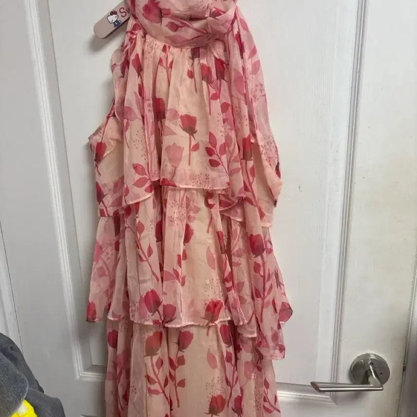 [BUNJANG] Chiffon Flower Mini Dress / 쉬폰 플라워 핑크 캉캉 원피스
