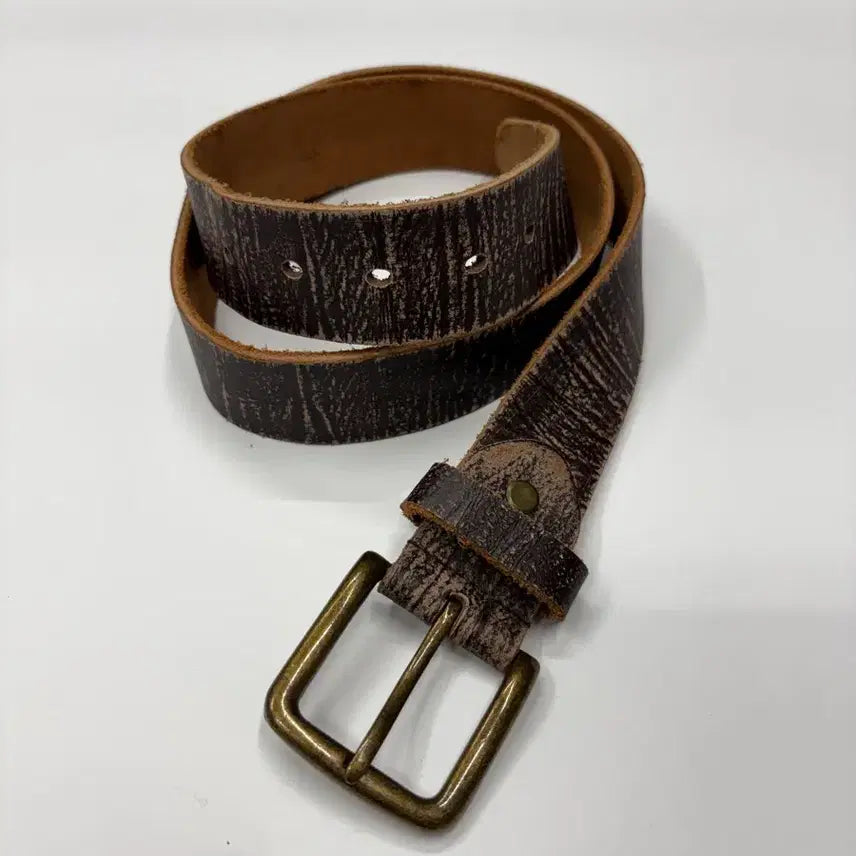 [BUNJANG] Vintage Western Brown Crack Leather Belt / 빈티지 웨스턴 브라운 크랙 레더 벨트