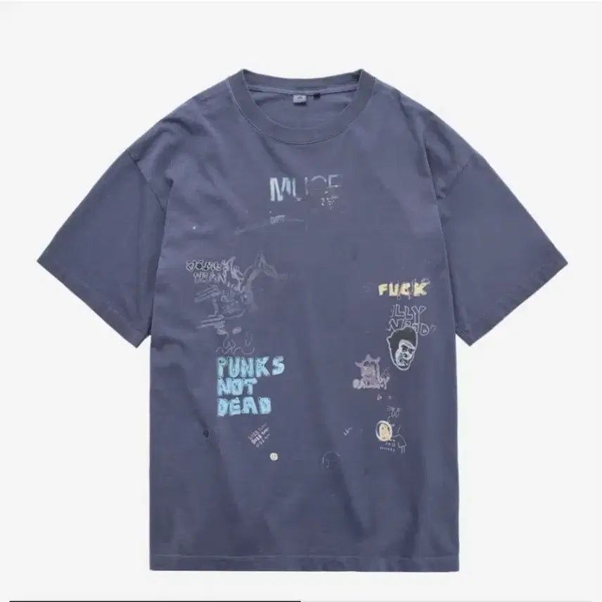 [BUNJANG] Polilu 1011 Doodle Tee Washed Navy / [2] 폴리테루 1011 두들티 워시드네이비