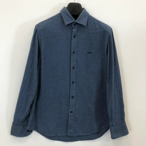 [BUNJANG] Daks Blue Houndstooth Embroidered Logo Shirt 100 / 닥스 블루 하운드투스 자수로고셔츠 100
