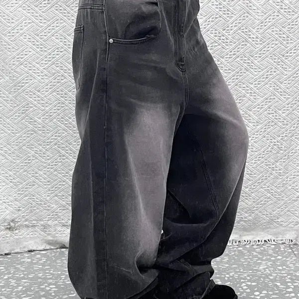 [BUNJANG] Vintage Washed Balloon Denim Pants / 스웨이드 빈티지 스트릿 펑크 흑청 워싱 벌룬 데님팬츠 L C11847