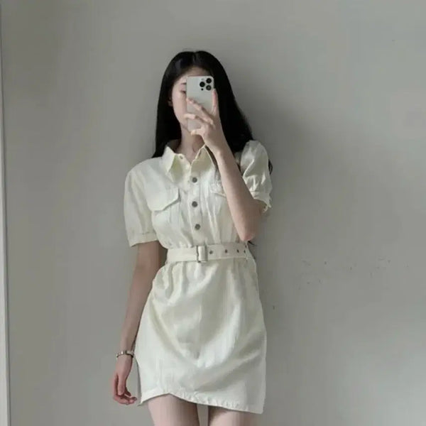 [BUNJANG] Belted Mini Dress / 벨티드 미니 원피스