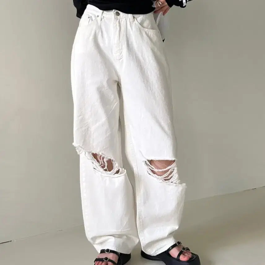 [BUNJANG] ootj White Denim Wide Fit Pants / ootj 화이트 데님 팬츠