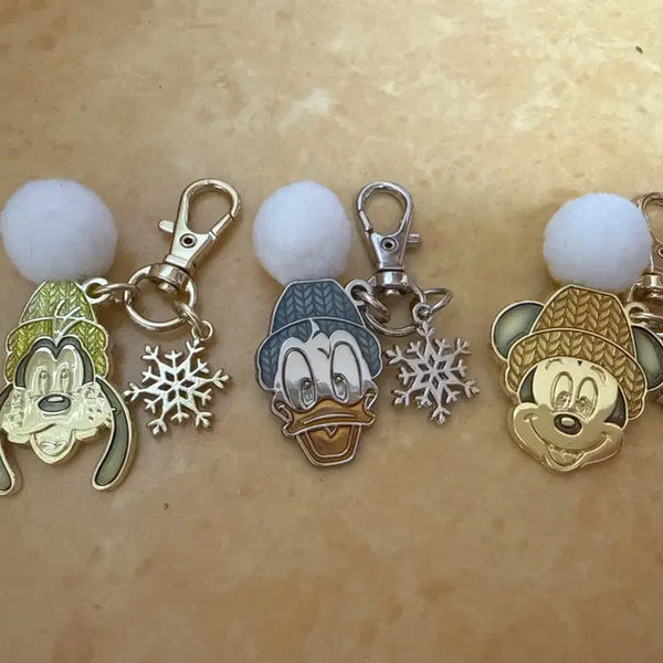 [BUNJANG] Disney Winter Pompom Keyring Set (3 Types) / 새상품 디즈니 겨울 폼폼 키링 3종 세트