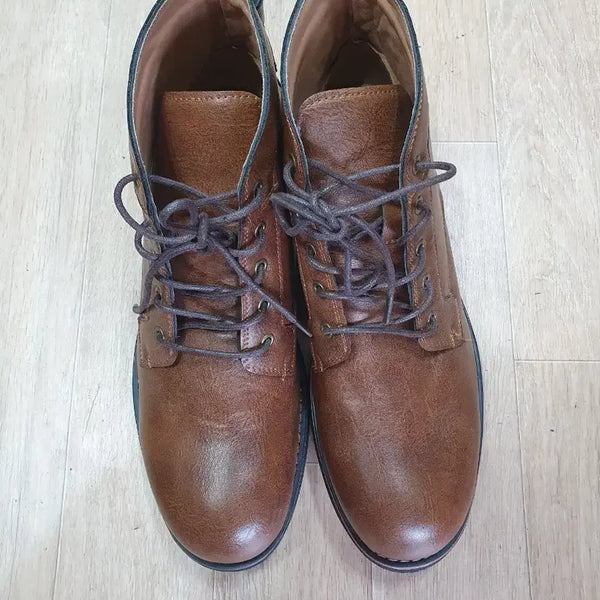 [BUNJANG] Men's Brown Leather Ankle Western Walker Boots / 남자 워커 부츠 월트화 앵클 웨스턴