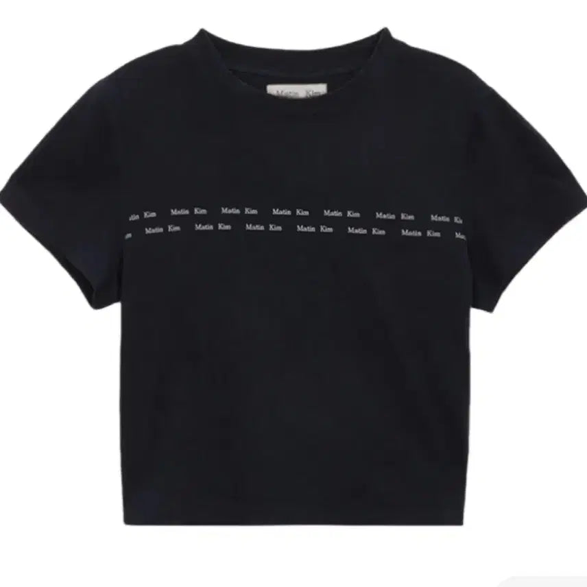 [BUNJANG] Matinkim Double Line Logo Crop T-Shirt Black / 마뗑킴 더블 라인 로고 크롭 반팔티 블랙