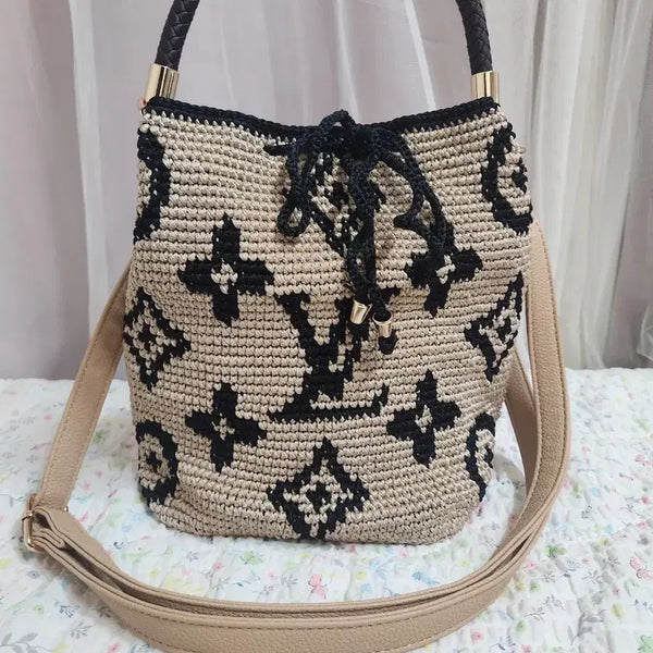 [BUNJANG] Louis Vuitton Style Monogram Pattern Hand-Knit Tote Bag / 루이비통식(주문제작)고급스러운 모노그램 패턴뜨개가방