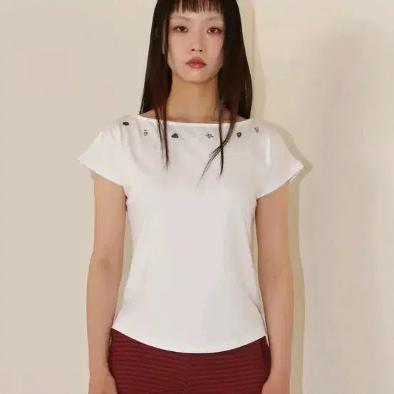 [BUNJANG] onska Shell Cap Short Sleeve T-Shirt White / 온스카 onska 쉘 캡 반팔티셔츠 화이트