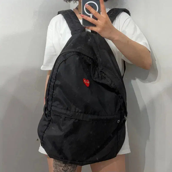 [BUNJANG] Comme des Garçons PLAY Heart Logo Backpack Black / OS 꼼데가르송 플레이 하트 와펜 로고 백팩 블랙