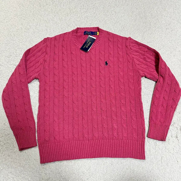 [BUNJANG] Polo Ralph Lauren Cable Knit Sweater Pink L / 폴로 랄프로렌 케이블 니트 핑크 L