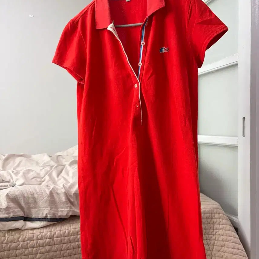 [BUNJANG] Lacoste Red Pique Dress Size 34 / 라코스테 피케 원피스 레드