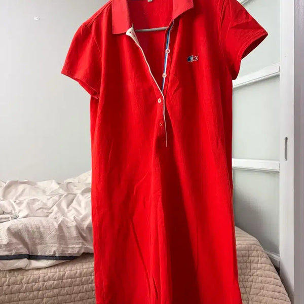 [BUNJANG] Lacoste Red Pique Dress Size 34 / 라코스테 피케 원피스 레드