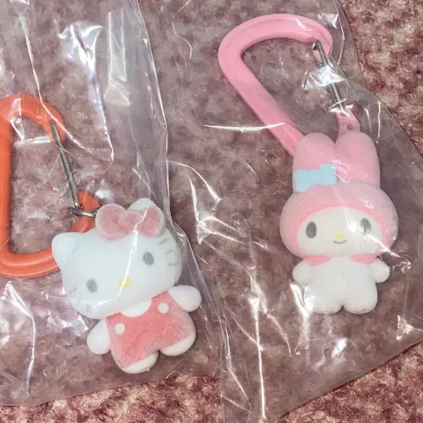 [BUNJANG] Hello Kitty My Melody Fluffy Carabiner Keychain Gacha Bundle Set / [일괄]헬로키티 마이멜로디 플로키 카라비너 키링 가챠