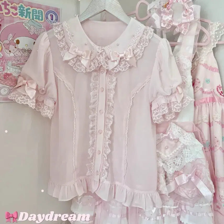 [BUNJANG] Daydream Lace Ribbon Blouse / 로리타 서브컬처 데이드림 레이스 리본 블라우스(2컬러)
