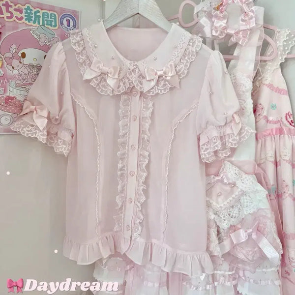 [BUNJANG] Daydream Lace Ribbon Blouse / 로리타 서브컬처 데이드림 레이스 리본 블라우스(2컬러)