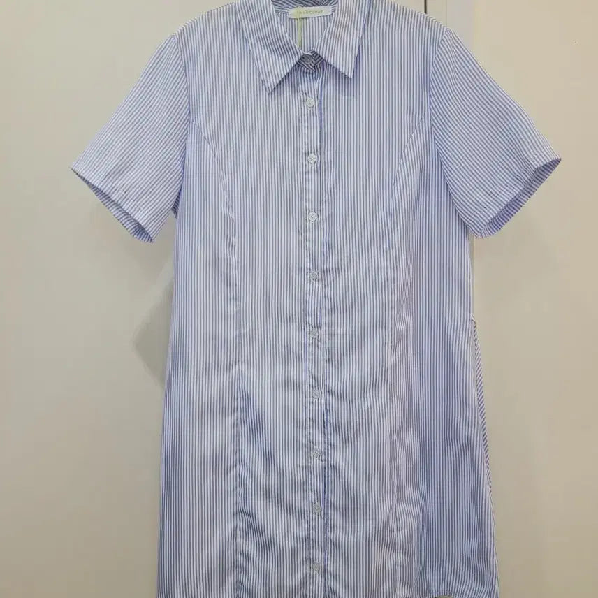 [BUNJANG] SWEETSOUP Blue Stripe Short Sleeve Shirt Dress / SWEETSOUP 블루 스트라이프 반팔 셔츠 원피스 55~66 새제품