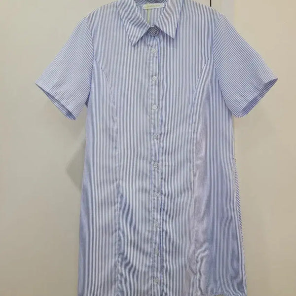 [BUNJANG] SWEETSOUP Blue Stripe Short Sleeve Shirt Dress / SWEETSOUP 블루 스트라이프 반팔 셔츠 원피스 55~66 새제품