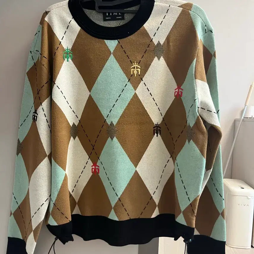 [BUNJANG] TIME Argyle Pattern String Knit / 타임 아가일 패턴 스트링 니트
