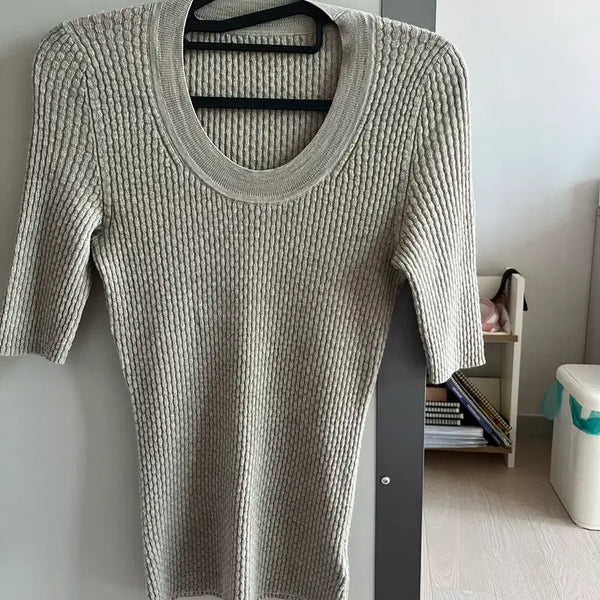 [BUNJANG] Theory U-Neck Basic Knit T-shirt (S) / 띠어리 유넥 기본 니트티셔츠(s)