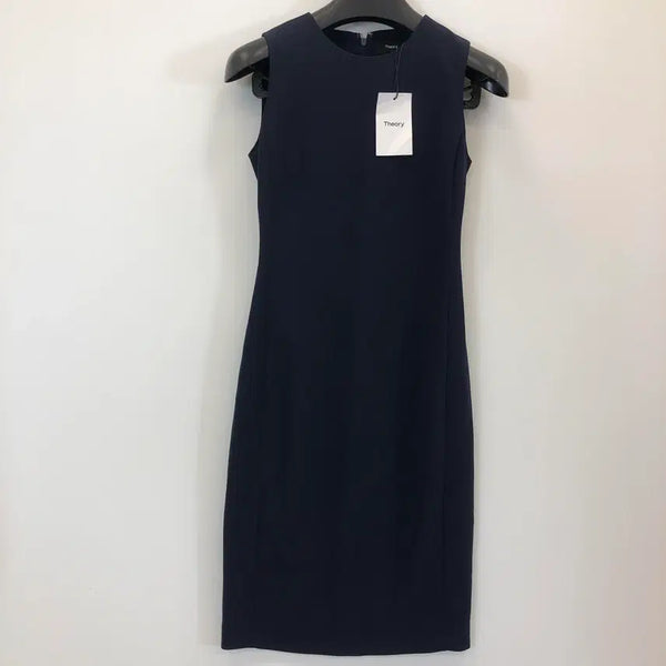 [BUNJANG] Theory Seers Crepe Dress Navy / 띠어리 (새상품) 시스 크레이프 원피스 44 택가 256달러