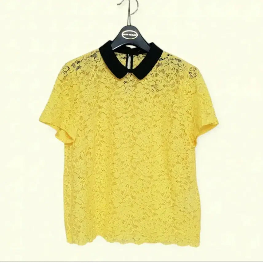 [BUNJANG] Zara Women's Yellow Lace See-through Short Sleeve Blouse / 55 새상품 자라 여성 블라우스 레이스 시스루 노랑 노란색 반팔 새제품
