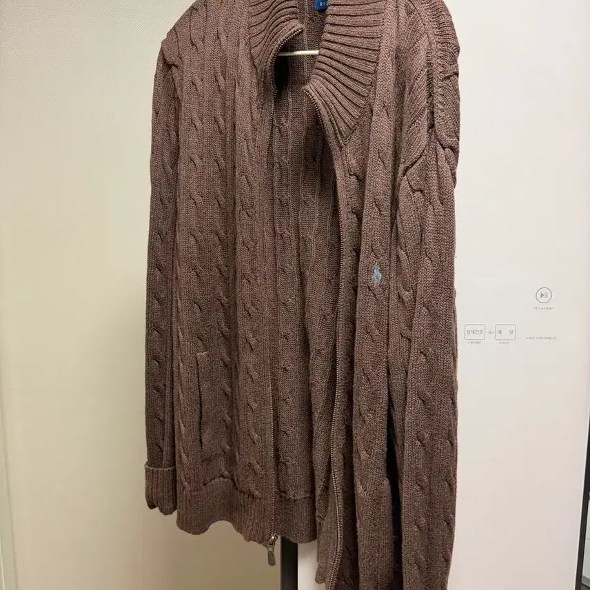[BUNJANG] Polo Ralph Lauren Brown Cable Knit Zip-Up / [XL]폴로 랄프로렌 브라운 케이블 니트집업