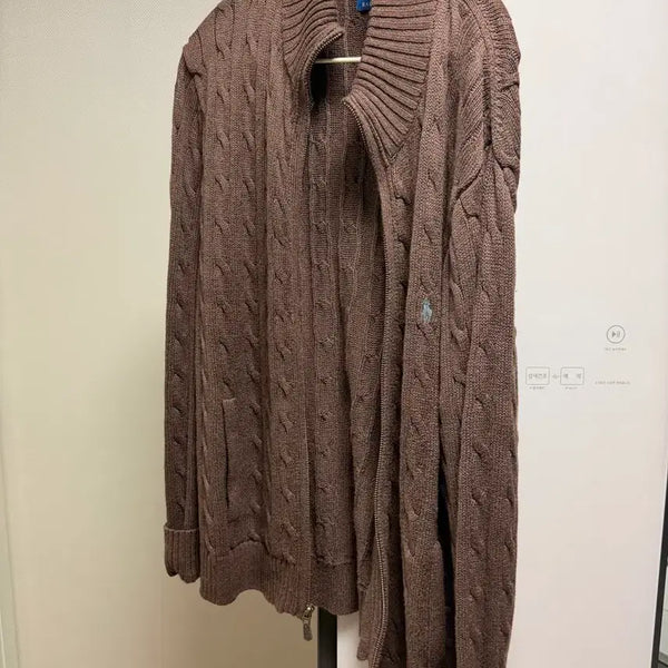 [BUNJANG] Polo Ralph Lauren Brown Cable Knit Zip-Up / [XL]폴로 랄프로렌 브라운 케이블 니트집업