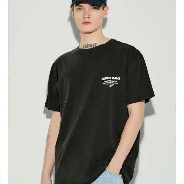 [BUNJANG] Tommy Hilfiger Washed Black T-Shirt M / 타미 워시드 블랙 티셔츠