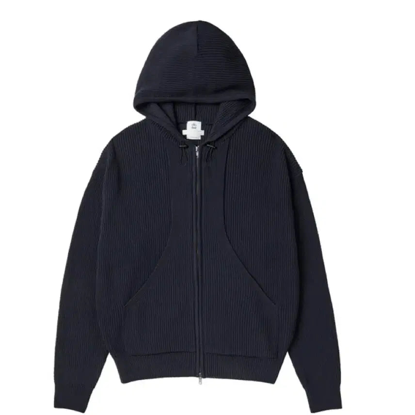 [BUNJANG] Polerout x Worldswillmovement Navy Knit Hooded Cardigan / 2사이즈 폴리테루x월스와일무브먼트 네이비 니트후드집업 가디건