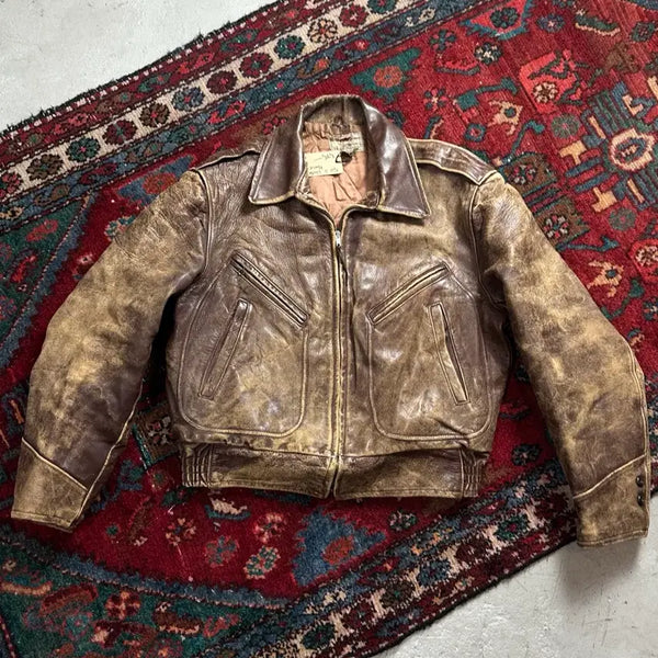 [BUNJANG] 1950s Vintage Horsehide Leather Jacket / 50s 빈티지 홀스하이드 말가죽 레더 자켓 빈티지 가죽 자켓