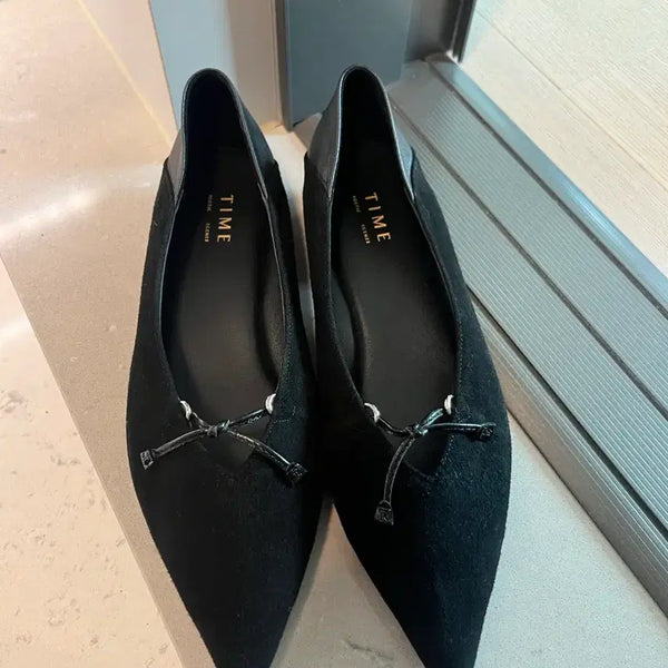 [BUNJANG] Time Too Way Black Suede Flat Shoes (230) / 타임 투웨이 블랙 스웨이드 플랫 슈즈(230)