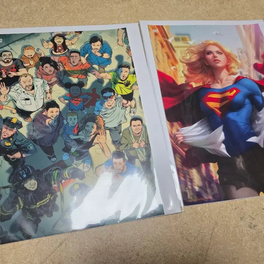 [BUNJANG] Superman, Supergirl, Batman Illustration Card Set / 슈퍼맨 슈퍼걸 A3 포스터 배트맨 일러스트 카드 32장 팝니다